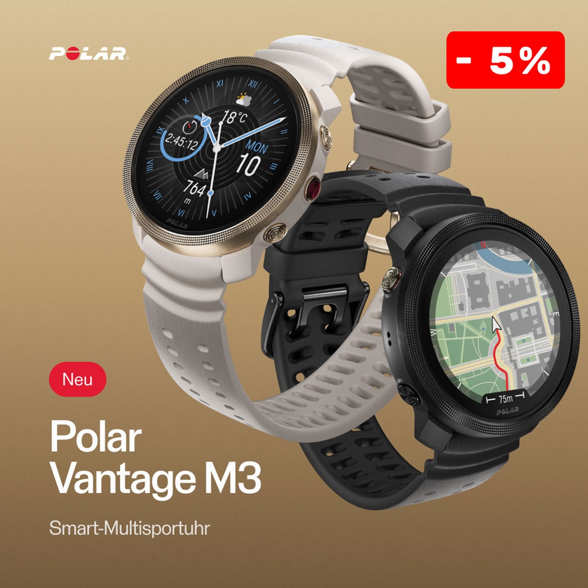 Polar M3, Produktbild von zwei Sportuhren